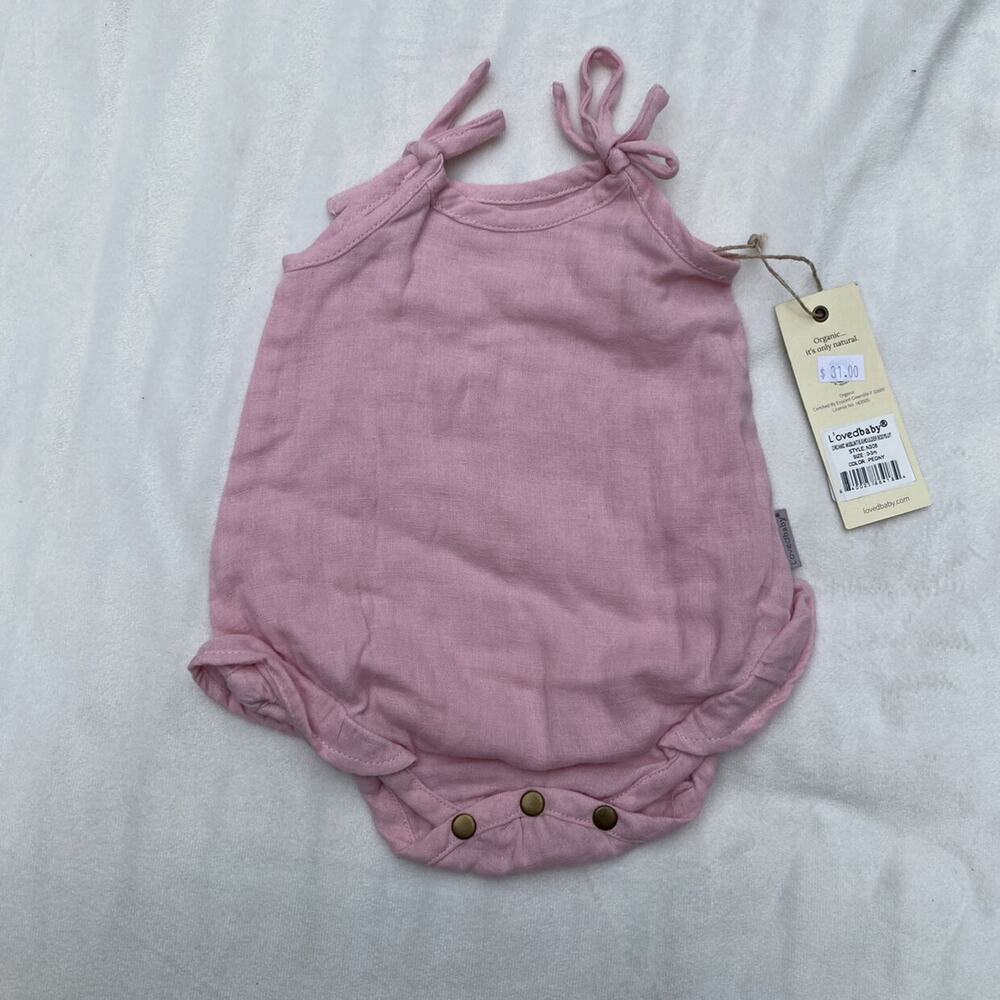 NEW Loved Baby Pink Organic Cotton Muslin Bubble Romper
